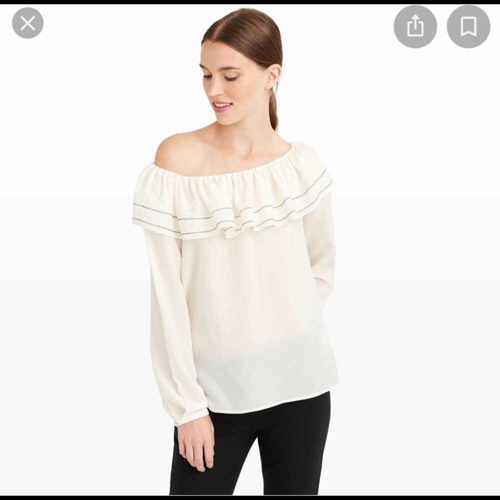 Women's Off-Shoulder Ruffle Blouse - Cream